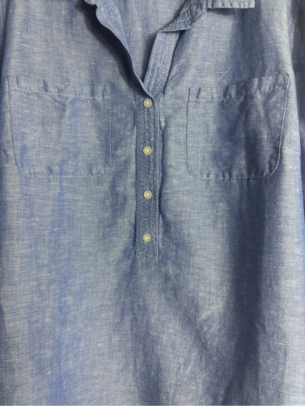 TALBOTS Linen Blend 3/4 Button Pullover Shirt in Blue Size 2X -- COASTAL VIBES!! - Picture 5 of 9